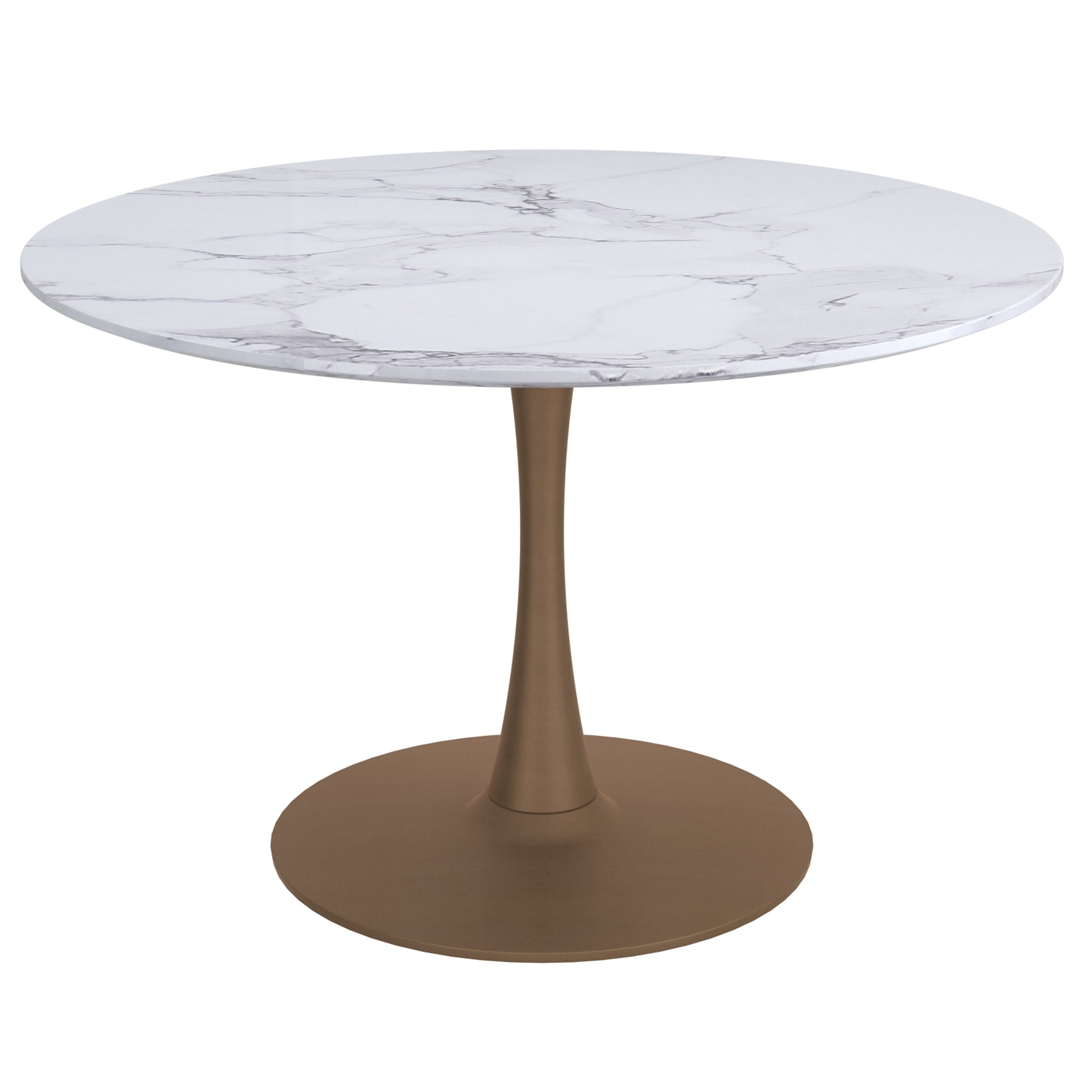 Zilo Large Pedestal Dining Table - Aged Gold Faux Marble-DECOROLALA