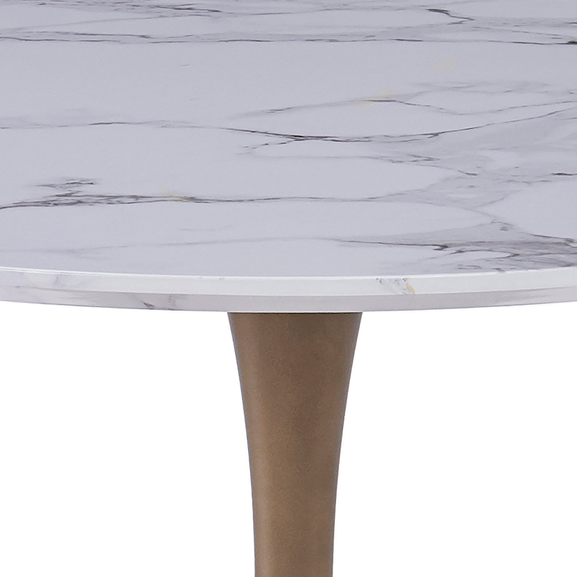 Zilo Pedestal Dining Table - Aged Gold Faux Marble Small-DECOROLALA