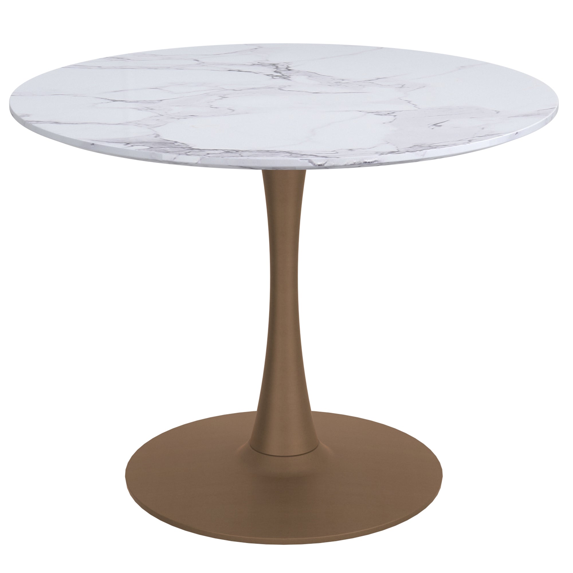 Zilo Pedestal Dining Table - Aged Gold Faux Marble Small-DECOROLALA