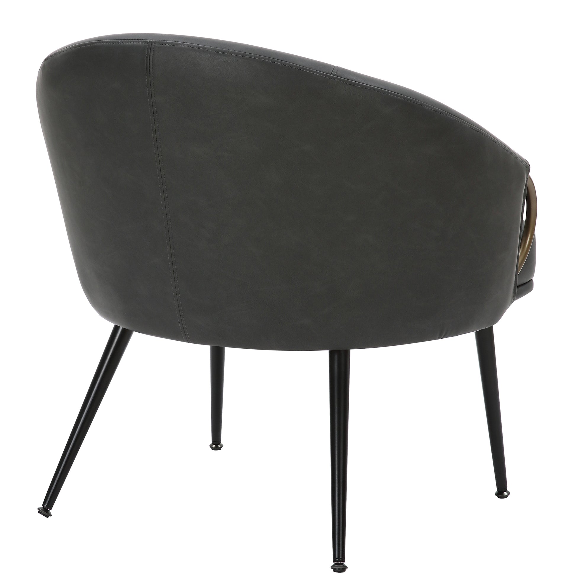 Zita Accent Chair - Charcoal Vintage Faux Leather Gold Accents-DECOROLALA