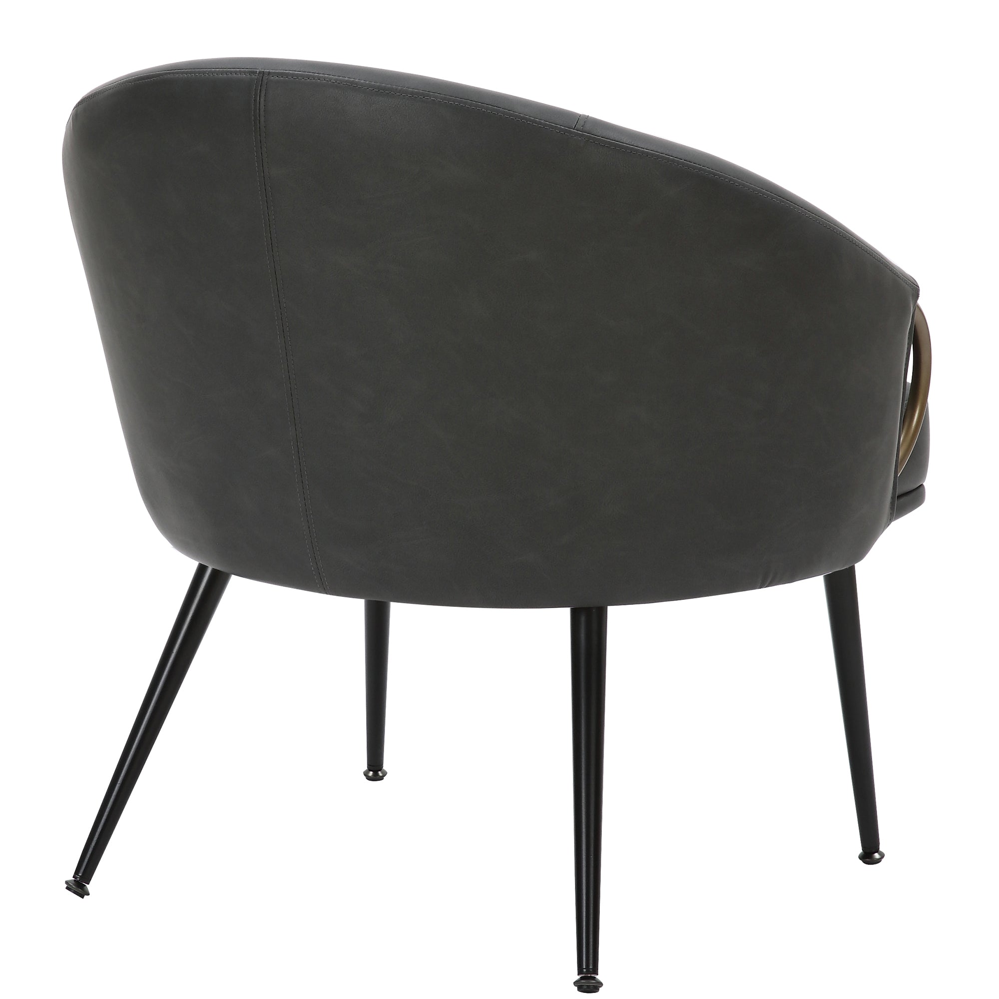 Zita Accent Chair - Charcoal Vintage Faux Leather Gold Accents-DECOROLALA