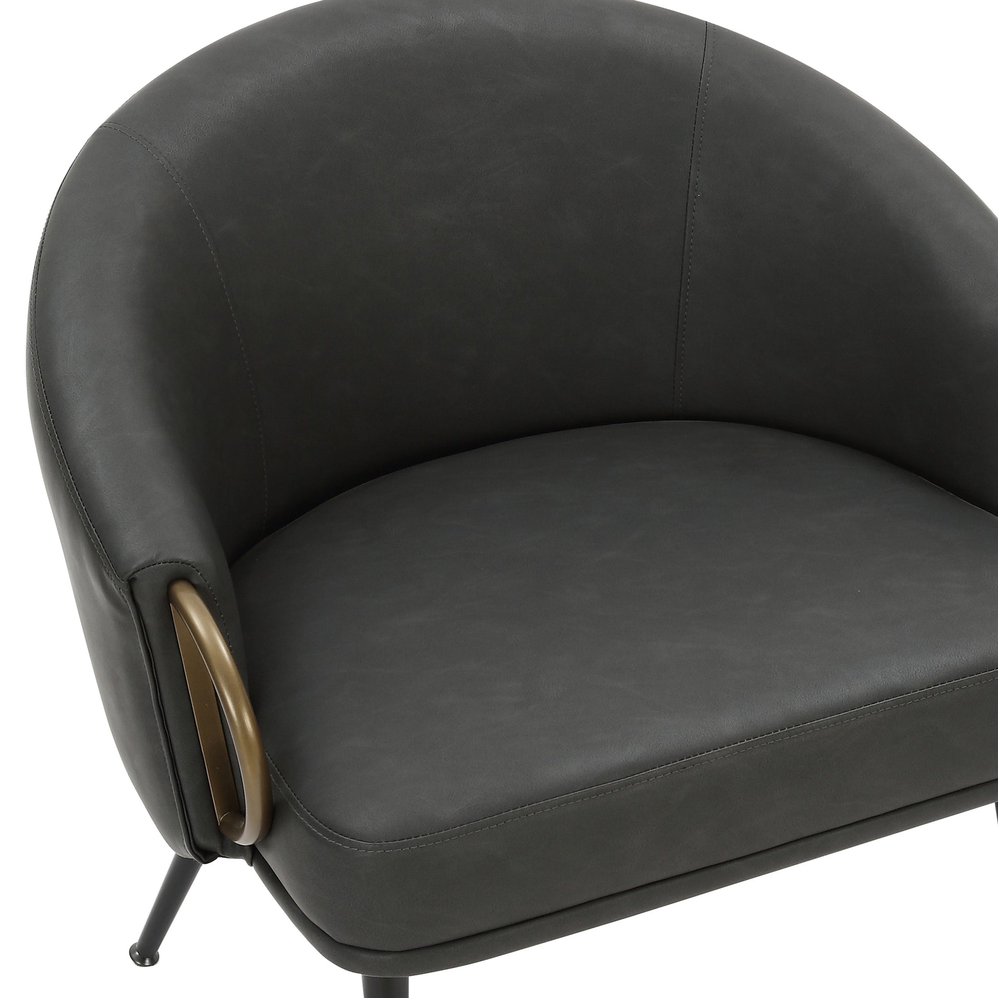 Zita Accent Chair - Charcoal Vintage Faux Leather Gold Accents-DECOROLALA
