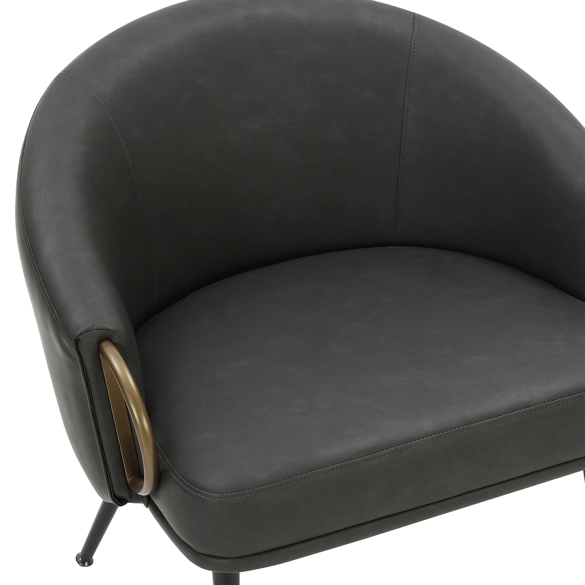Zita Accent Chair - Charcoal Vintage Faux Leather Gold Accents-DECOROLALA