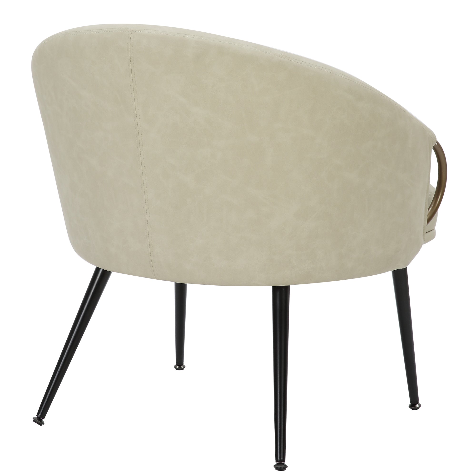 Zita Accent Chair - Ivory Mid-Century Faux Leather Gold Accents-DECOROLALA