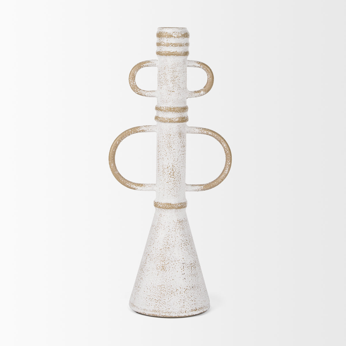 Ziva Large Sculptural Object - Distressed White Metal-Objects-DECOROLALA