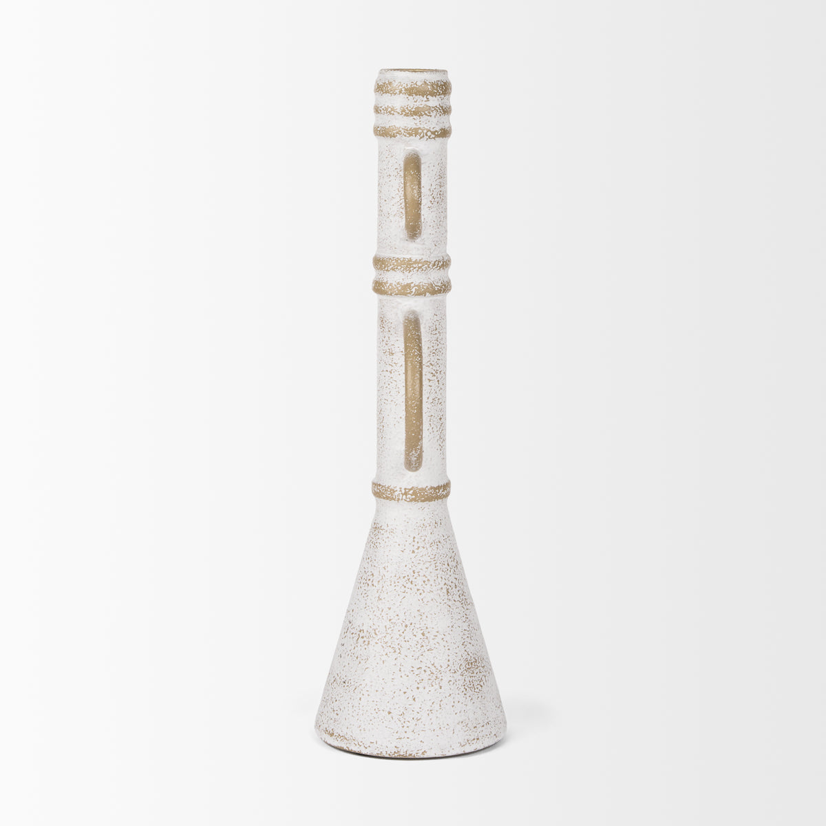 Ziva Large Sculptural Object - Distressed White Metal-Objects-DECOROLALA