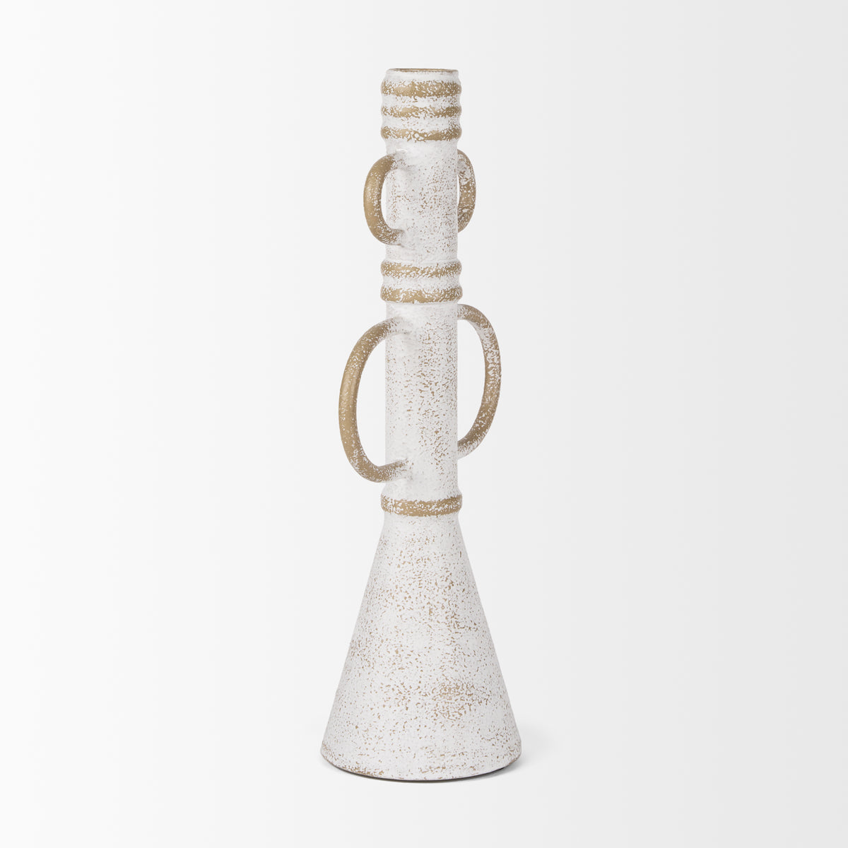 Ziva Large Sculptural Object - Distressed White Metal-Objects-DECOROLALA