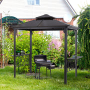 Outdoor Hardtop Grill Gazebo - 9' x 5' Coffee BBQ Canopy