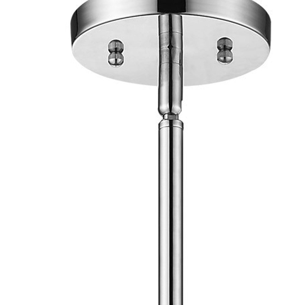 Zoom 1-Light Polished Stainless Steel Pendant With Seeded Acrylic Accents-Pendants-Hanging Lights-DECOROLALA