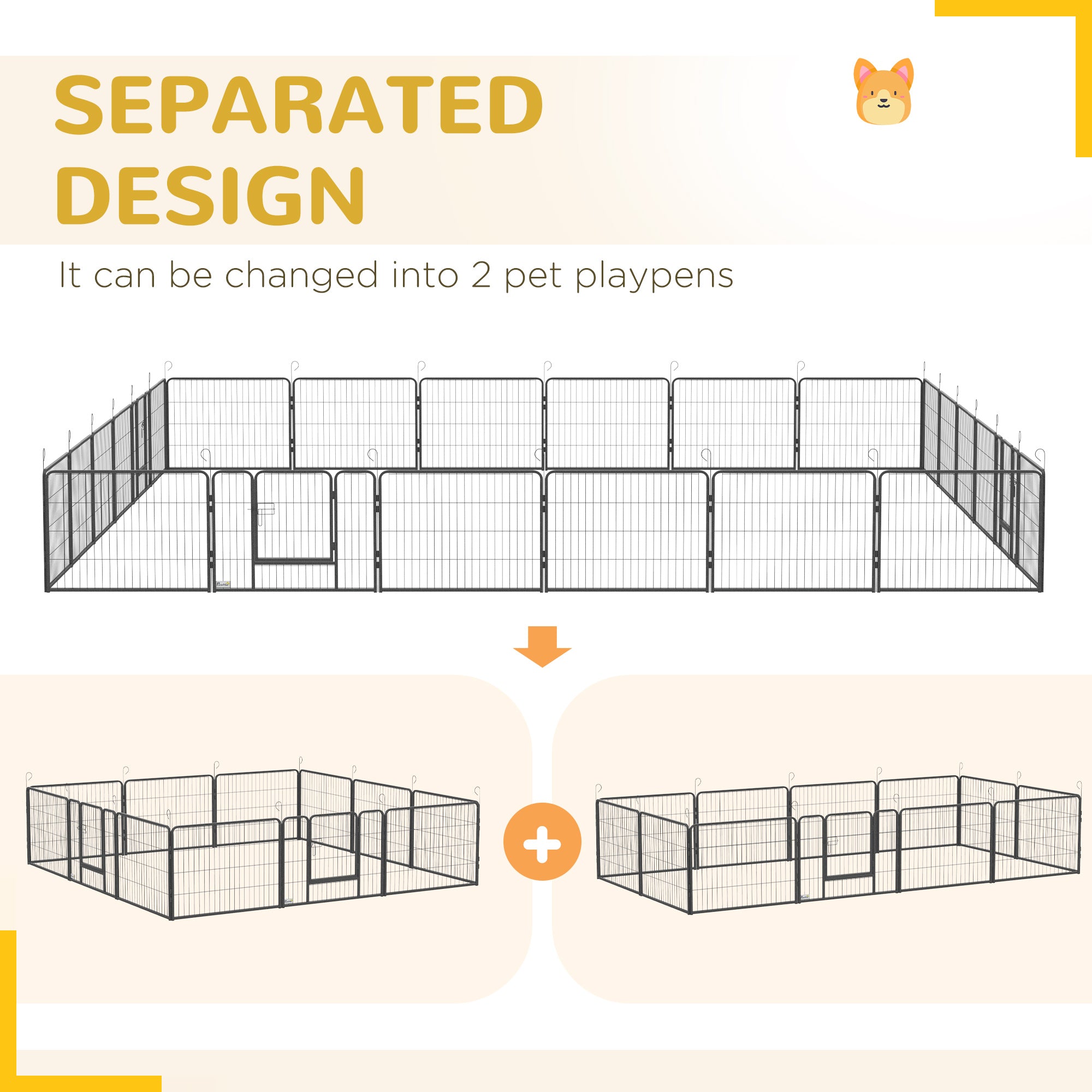 24 Panel 24" Height Heavy Duty Dog Playpen for Small Medium Dogs, Grey