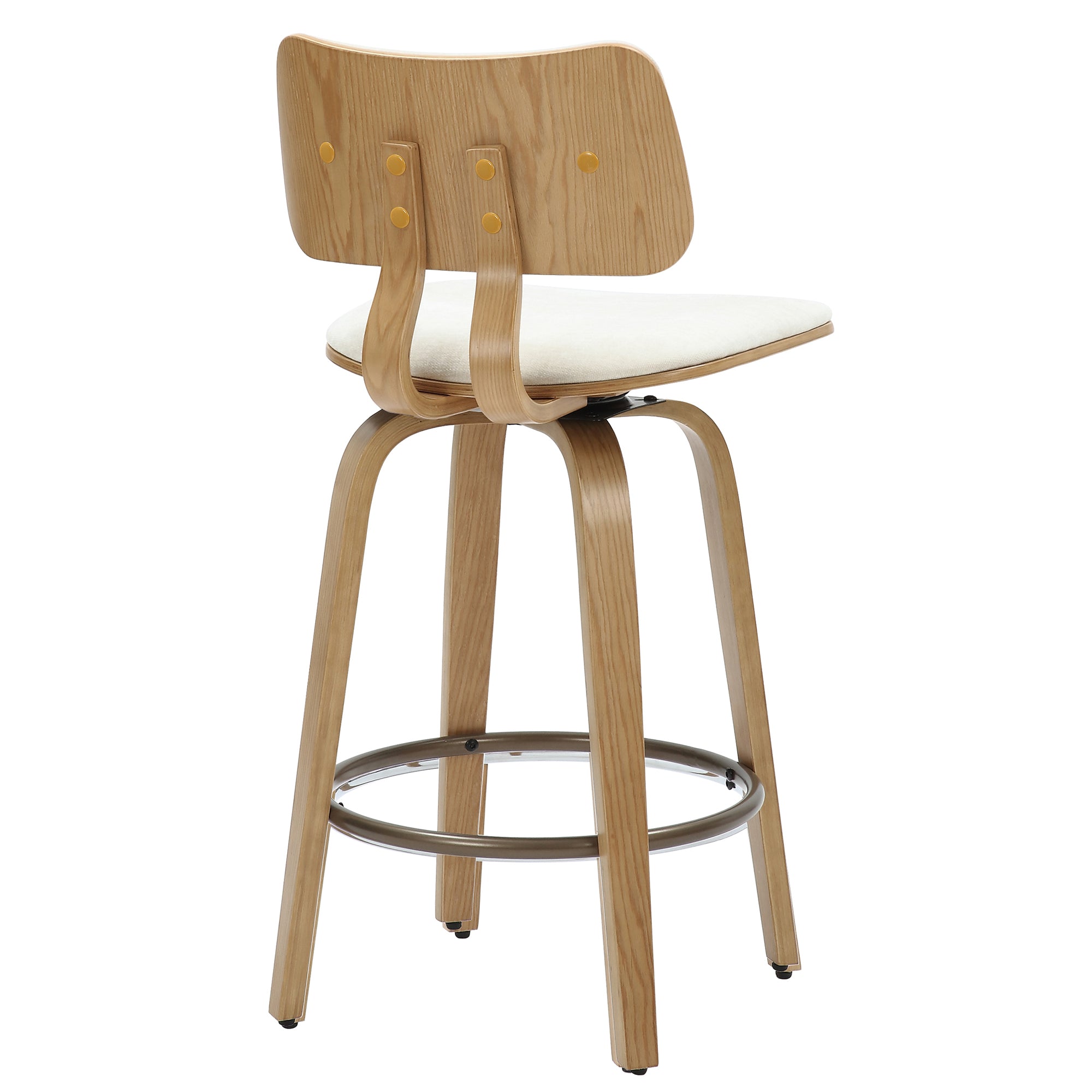 Zuni 26" Counter Stool - Beige Fabric Swivel Mid-Century Modern-DECOROLALA