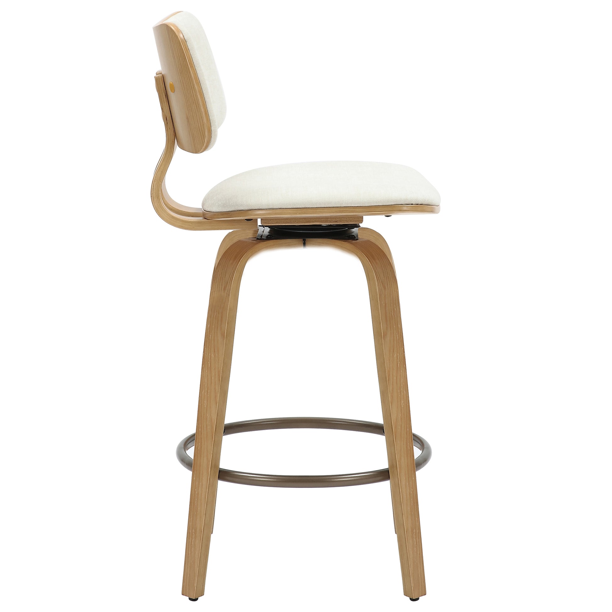 Zuni 26" Counter Stool - Beige Fabric Swivel Mid-Century Modern-DECOROLALA