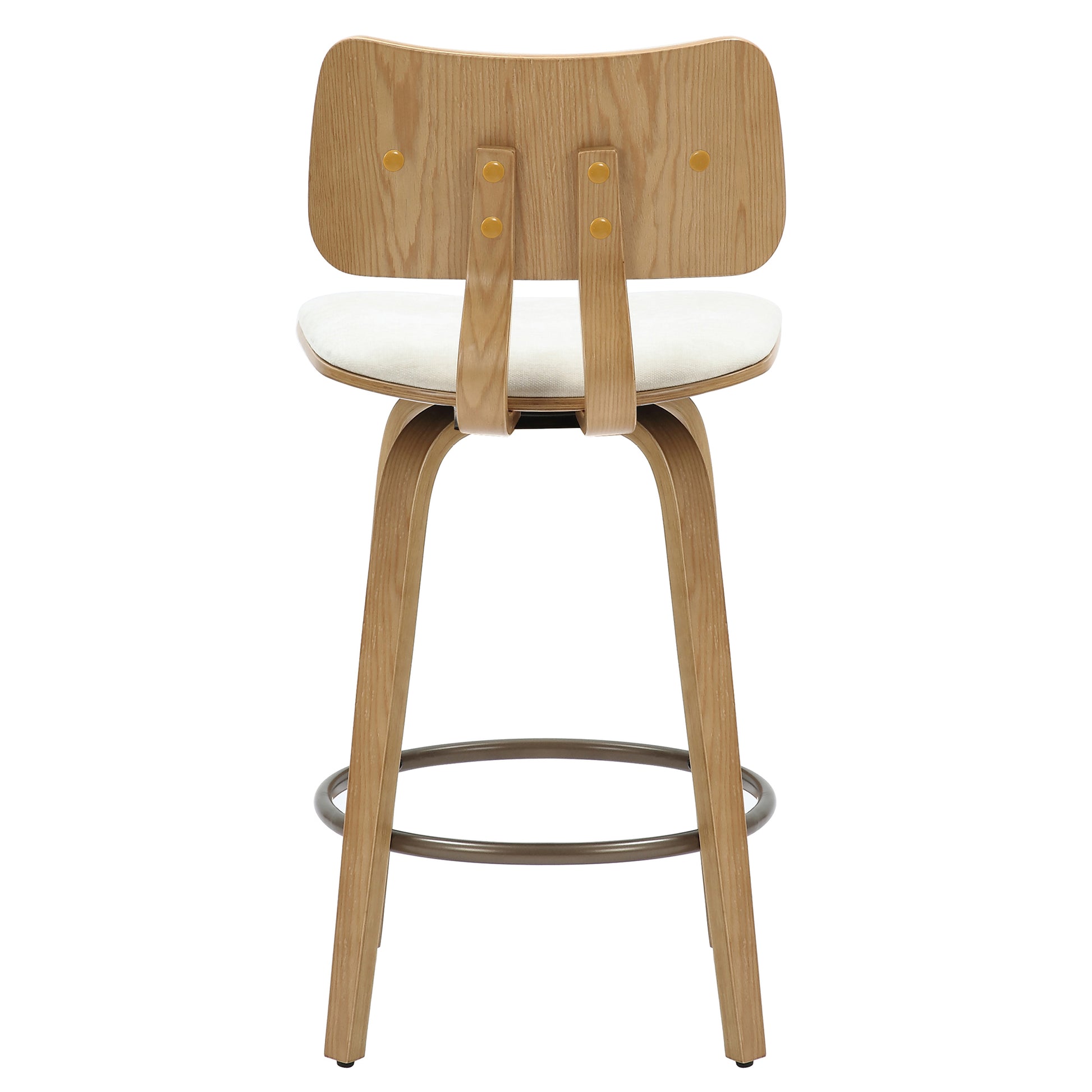 Zuni 26" Counter Stool - Beige Fabric Swivel Mid-Century Modern-DECOROLALA