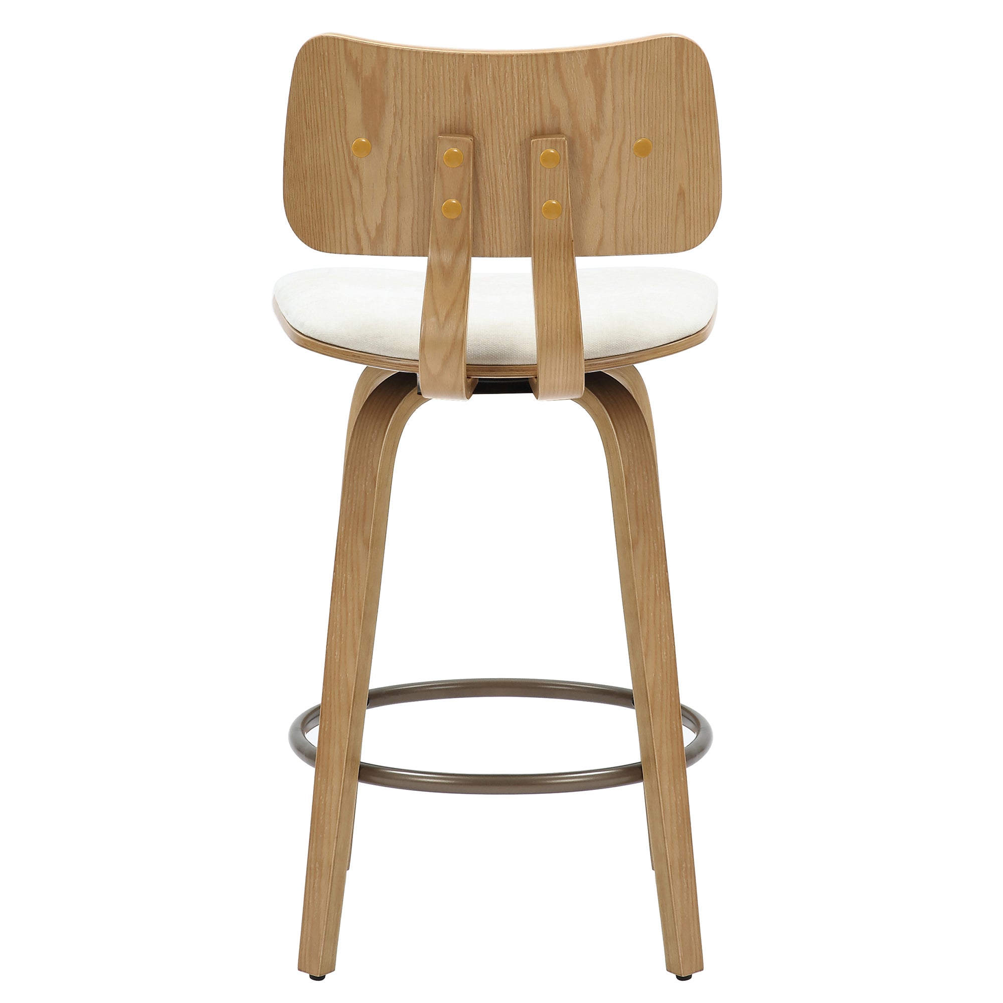 Zuni 26" Counter Stool - Beige Fabric Swivel Mid-Century Modern-DECOROLALA