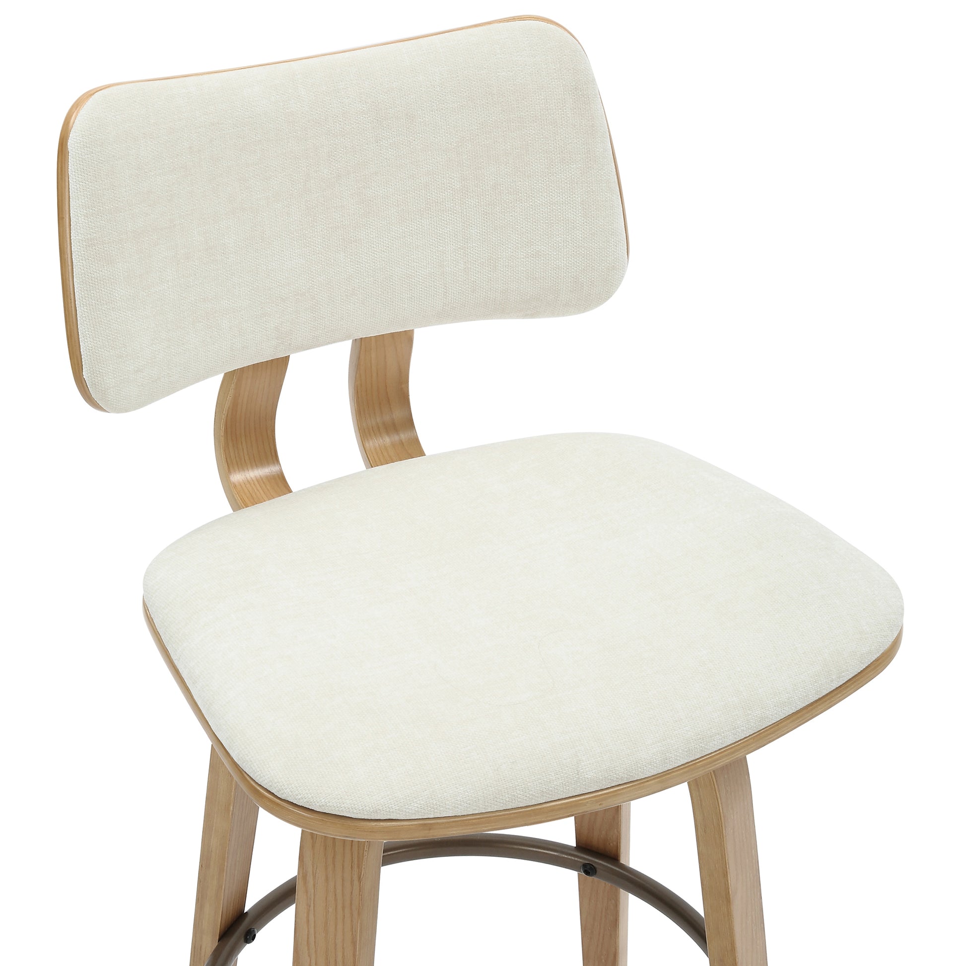 Zuni 26" Counter Stool - Beige Fabric Swivel Mid-Century Modern-DECOROLALA