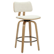 Zuni 26" Counter Stool - Beige Fabric Swivel Mid-Century Modern-DECOROLALA