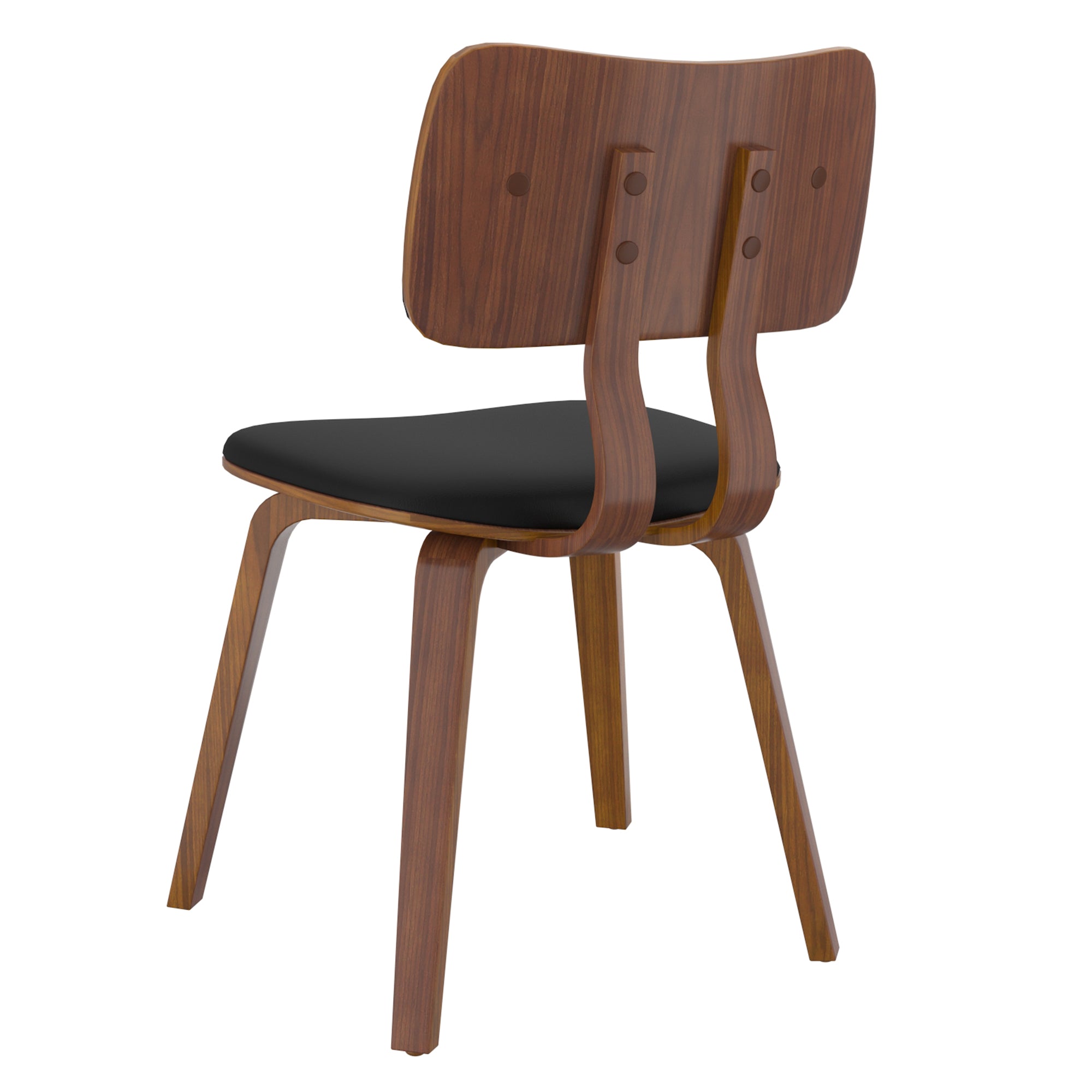 Zuni Mid-Century Modern Dining Chair - Walnut & Black PU Leather-DECOROLALA
