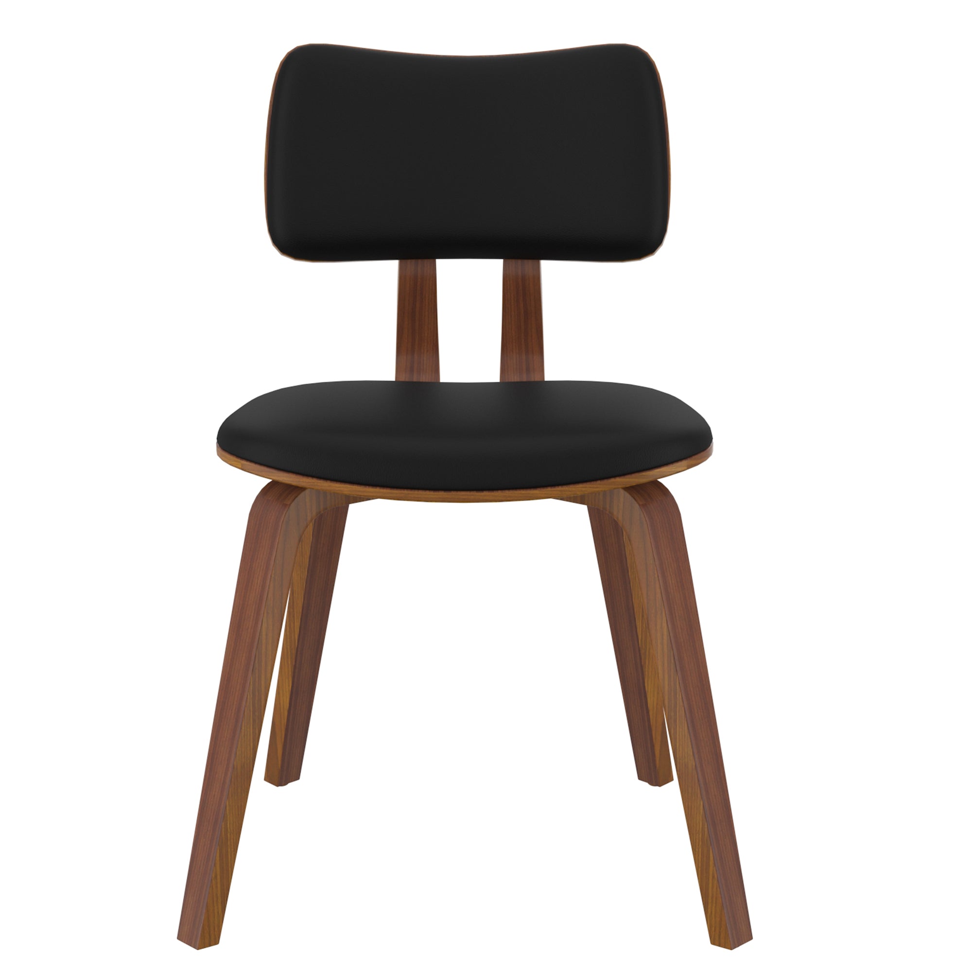 Zuni Mid-Century Modern Dining Chair - Walnut & Black PU Leather-DECOROLALA
