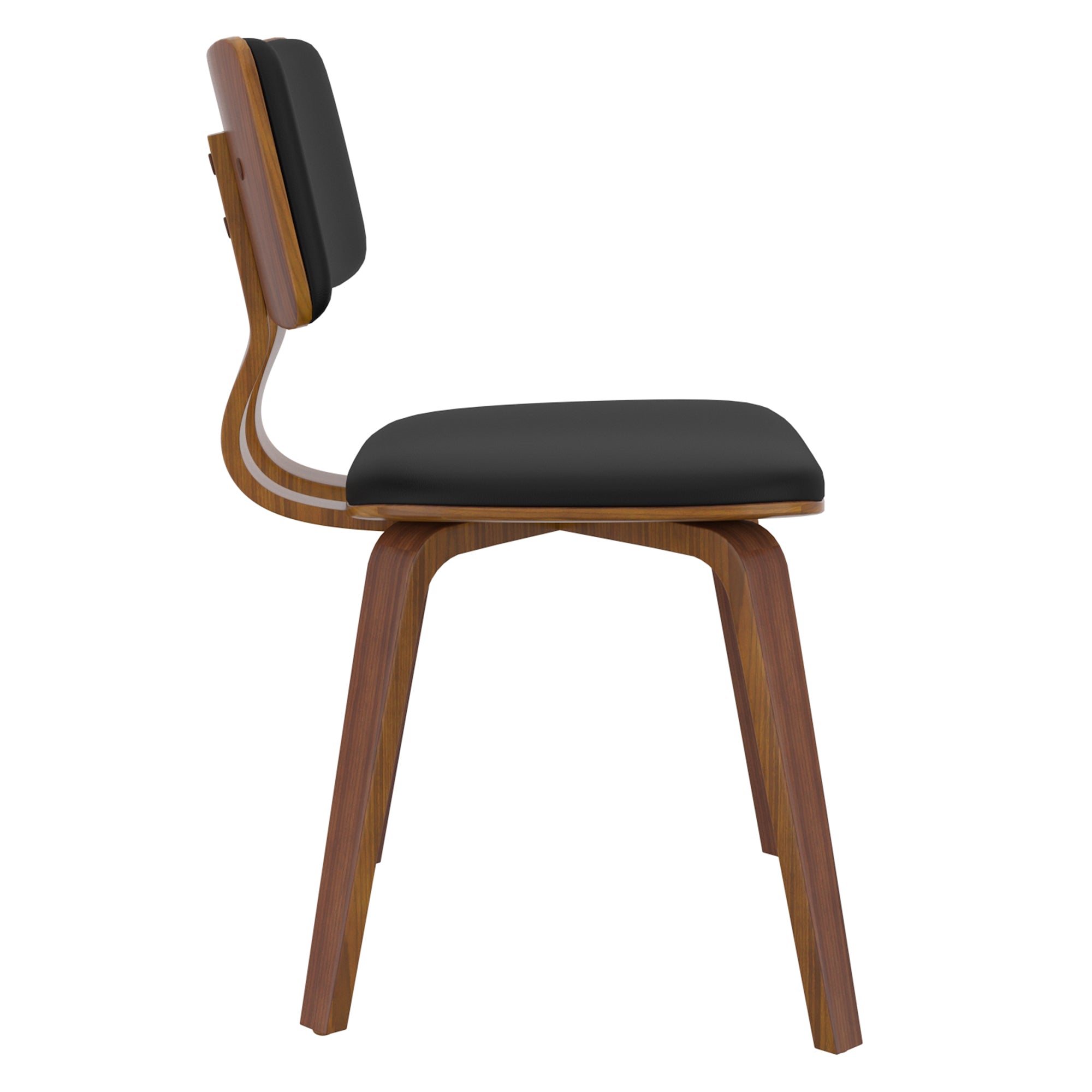 Zuni Mid-Century Modern Dining Chair - Walnut & Black PU Leather-DECOROLALA
