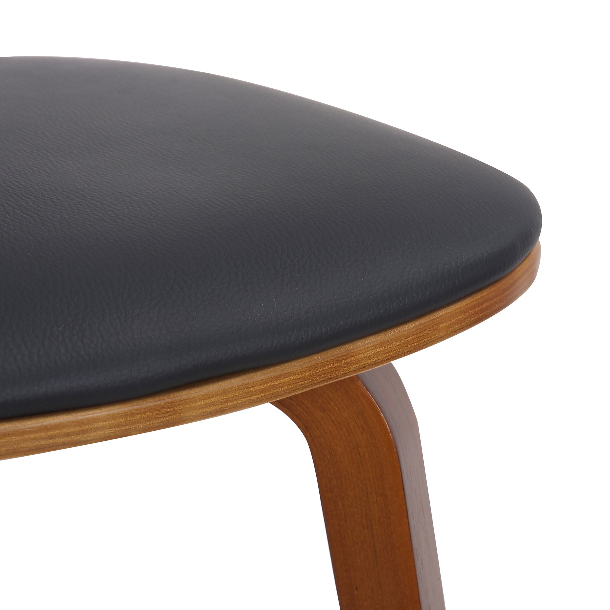 Zuni Mid-Century Modern Dining Chair - Walnut & Black PU Leather-DECOROLALA