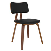 Zuni Mid-Century Modern Dining Chair - Walnut & Black PU Leather-DECOROLALA