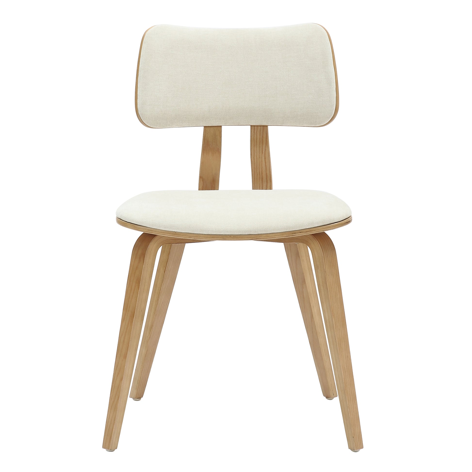 Zuni Mid-Century Modern Side Chair - Beige Fabric Natural Wood-DECOROLALA