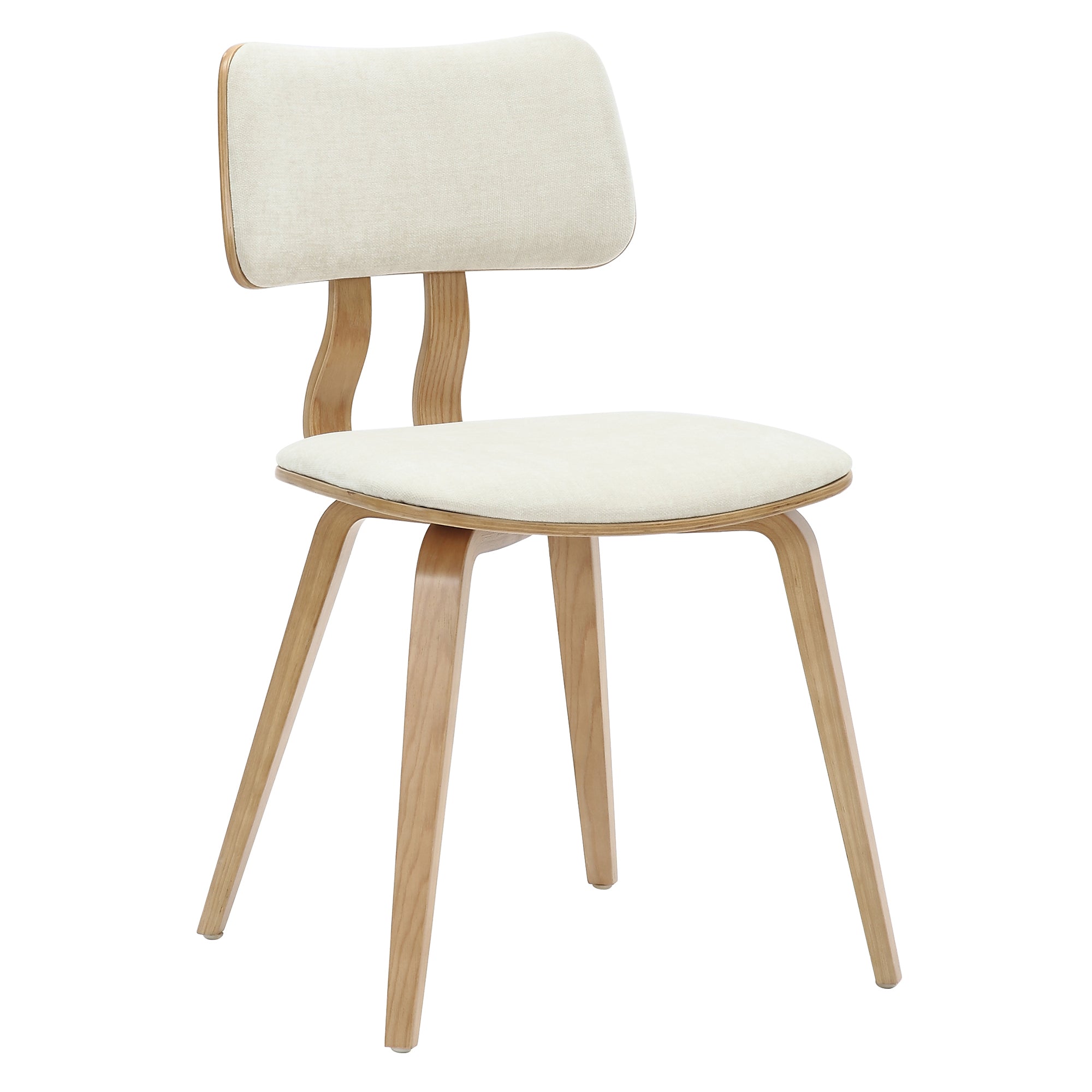 Zuni Mid-Century Modern Side Chair - Beige Fabric Natural Wood-DECOROLALA
