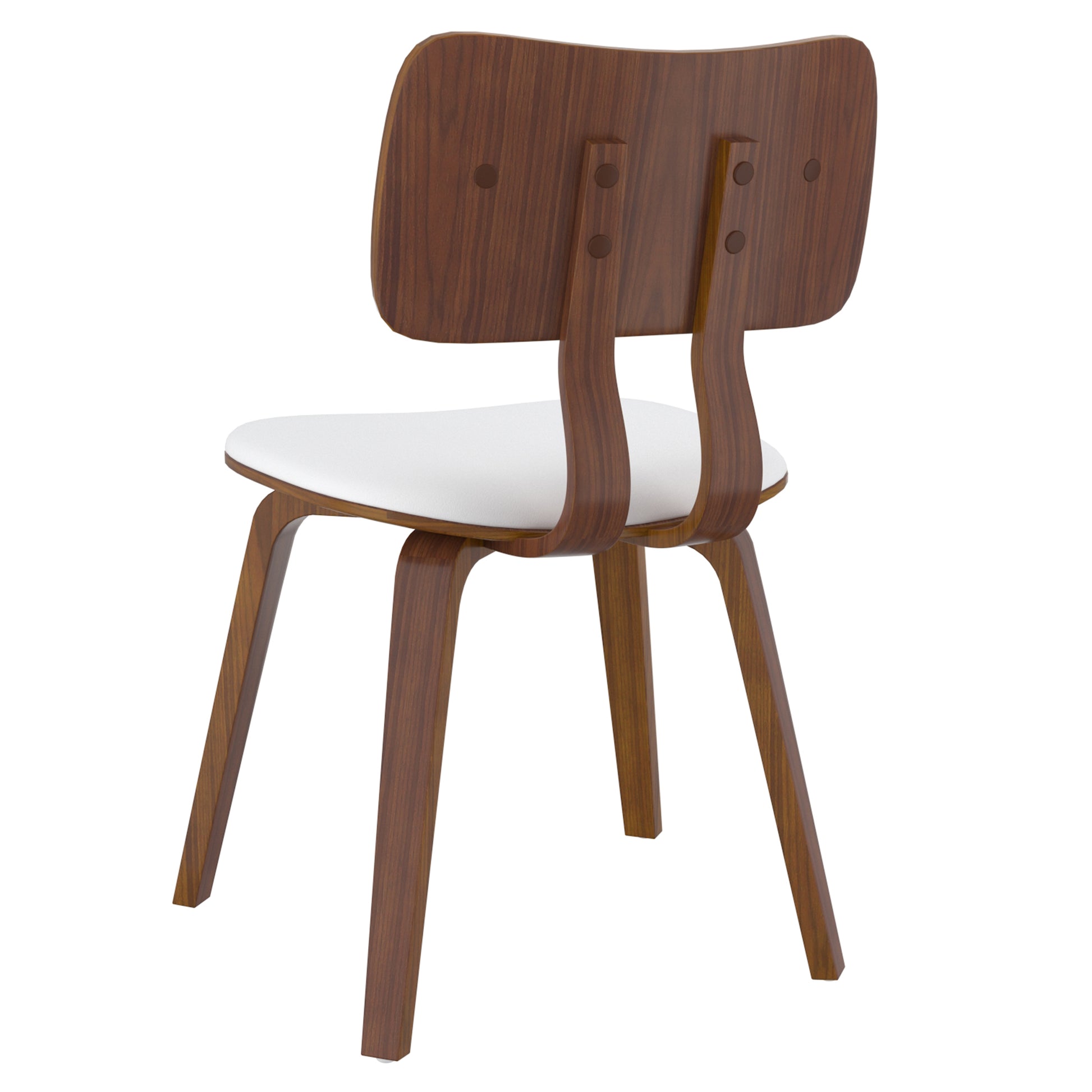 Zuni Mid-Century Modern Side Chair - White PU Walnut Finish-DECOROLALA