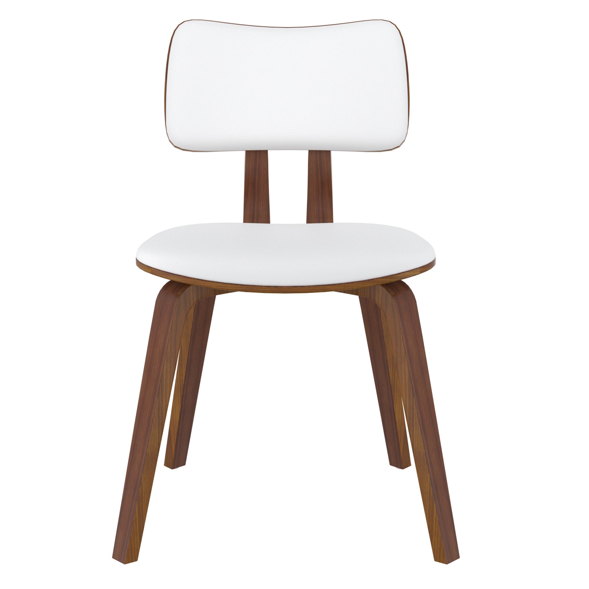 Zuni Mid-Century Modern Side Chair - White PU Walnut Finish-DECOROLALA