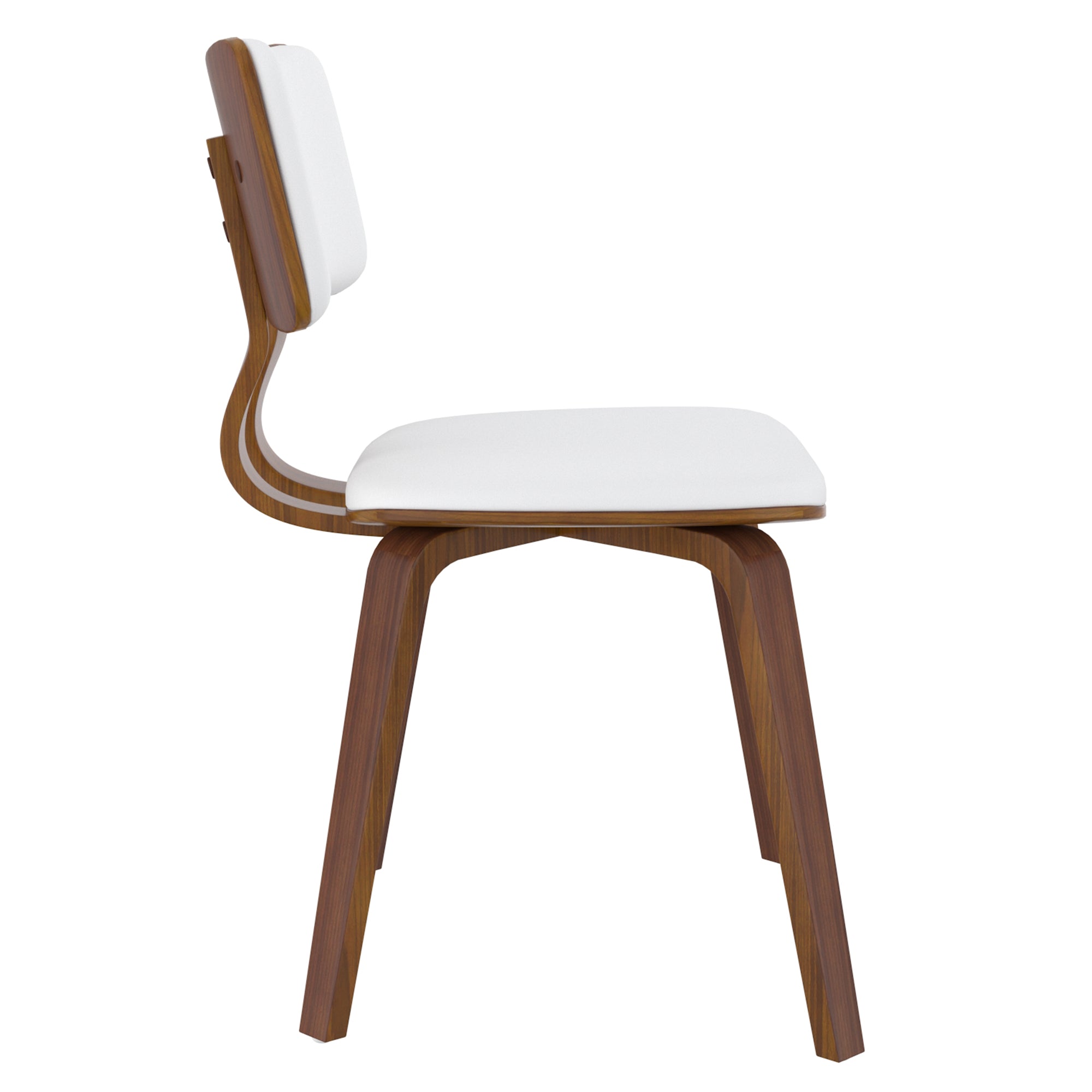 Zuni Mid-Century Modern Side Chair - White PU Walnut Finish-DECOROLALA