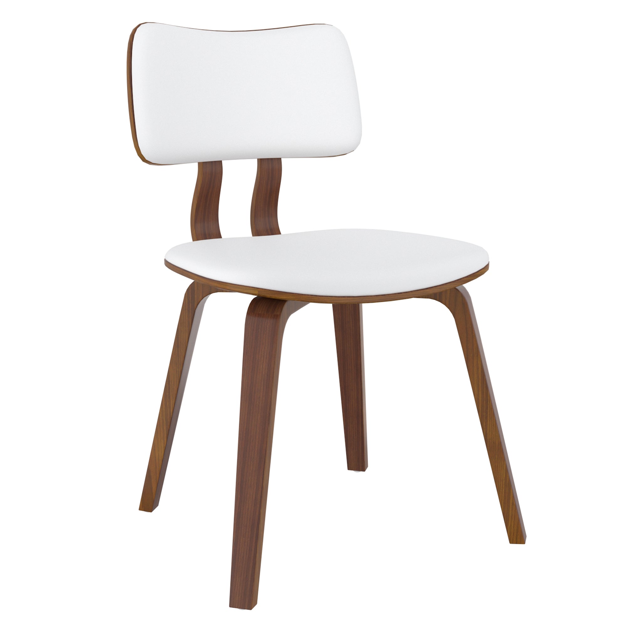 Zuni Mid-Century Modern Side Chair - White PU Walnut Finish-DECOROLALA