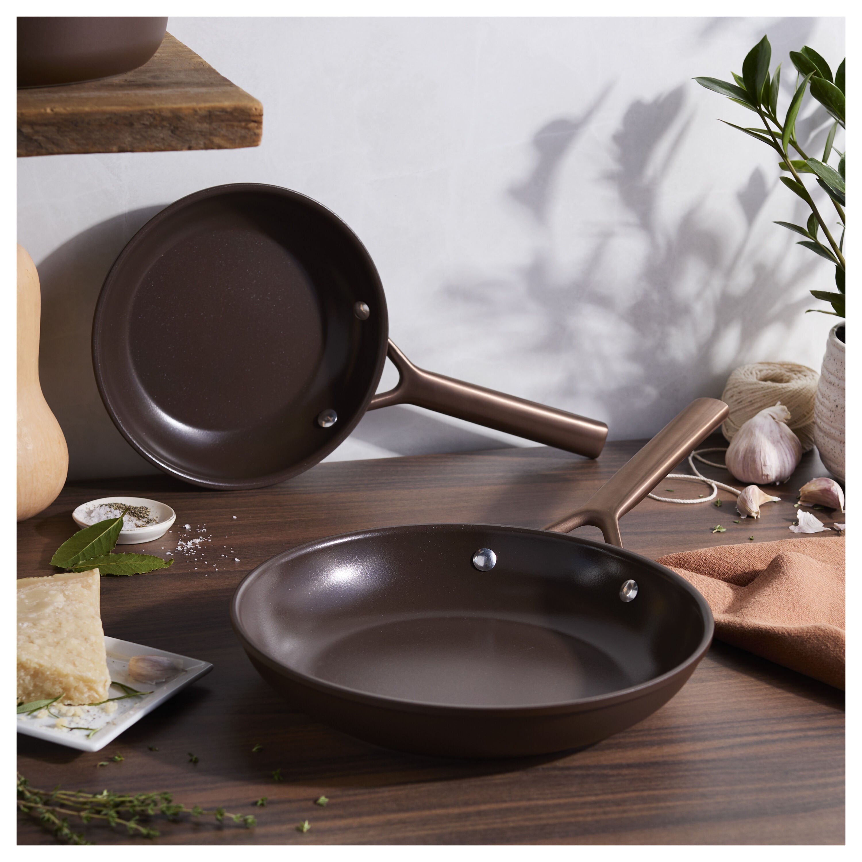 Zwilling Milano 2-Piece Ceramic Nonstick Fry Pan Set - Brown-n/a-DECOROLALA