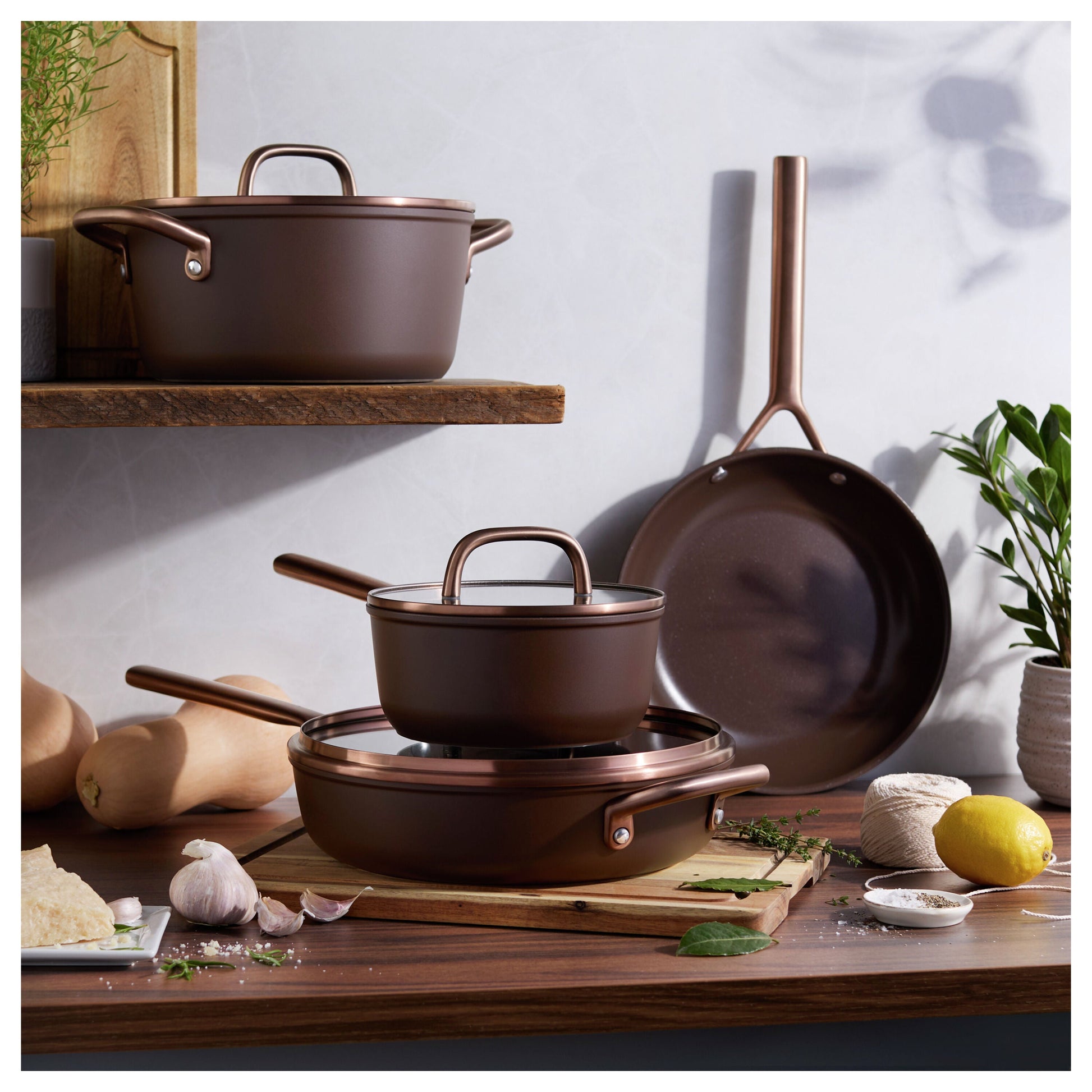 Zwilling Milano 7-Piece Ceramic Nonstick Cookware Set - Brown-n/a-DECOROLALA