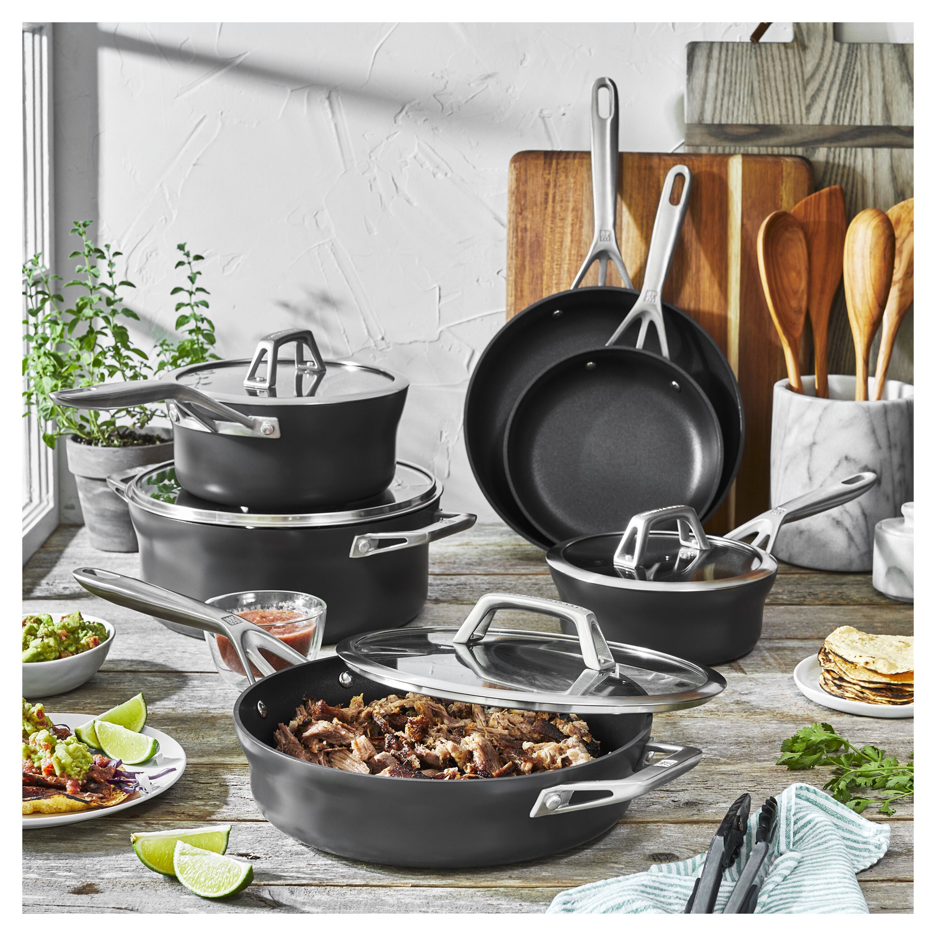 Zwilling Motion 10-Piece Hard-Anodized Nonstick Cookware Set-n/a-DECOROLALA