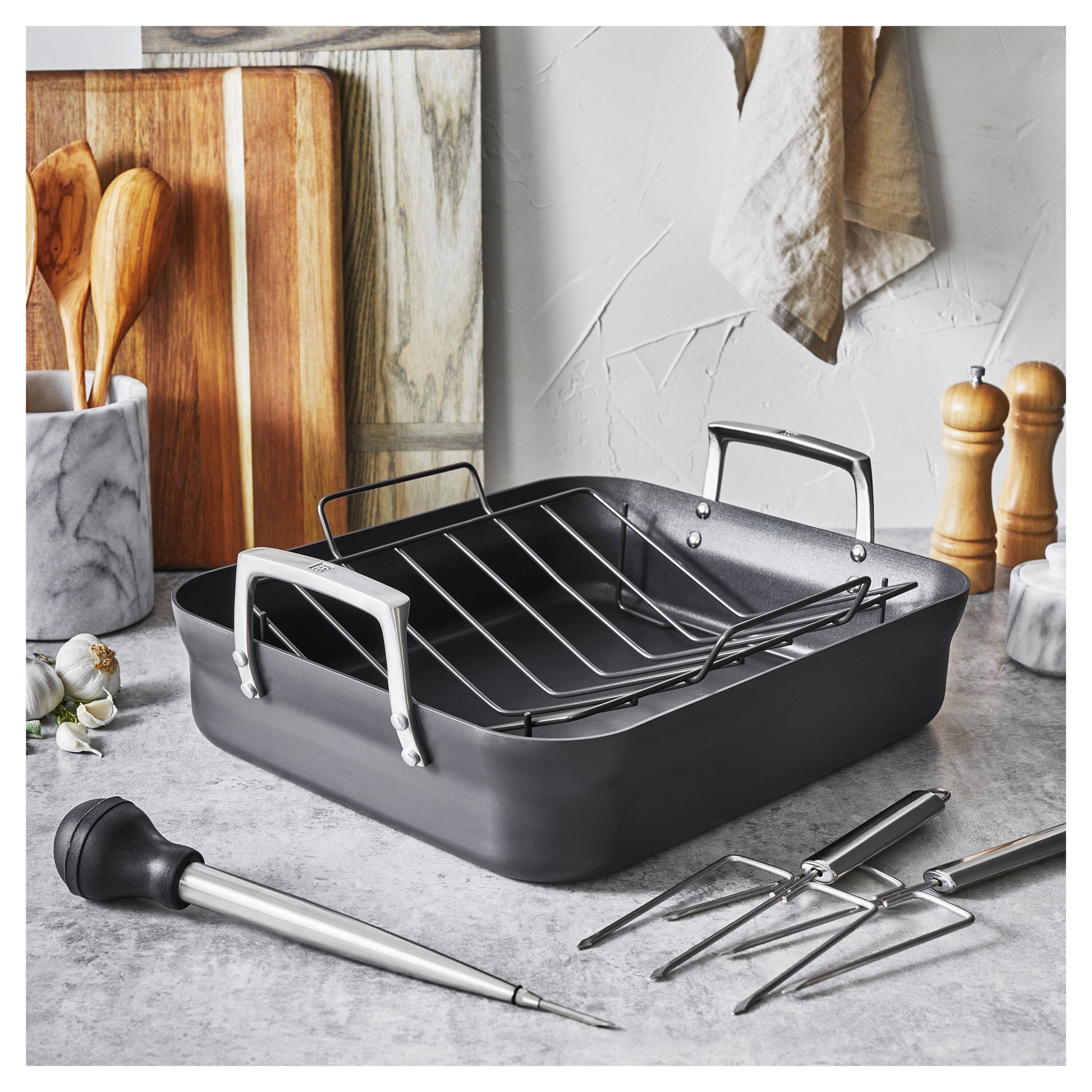 Zwilling Motion 41x36cm Aluminum Nonstick Roaster with Rack-n/a-DECOROLALA