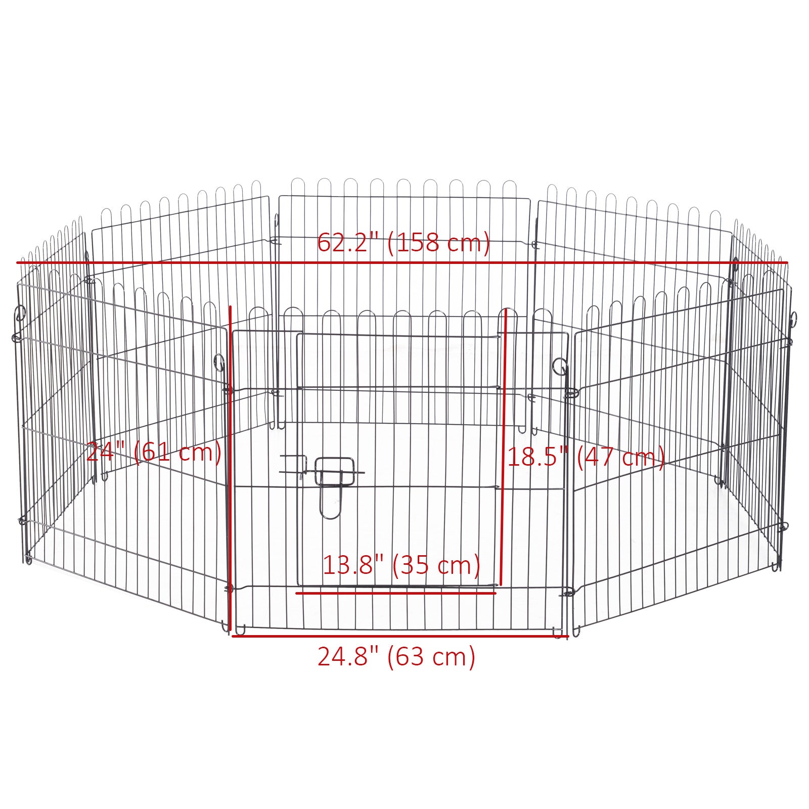 Parc d’exercice octogonal pliable pour chien à 8 panneaux de 24 pouces, cage et enclos pour animaux, chenil pour chiot, noir