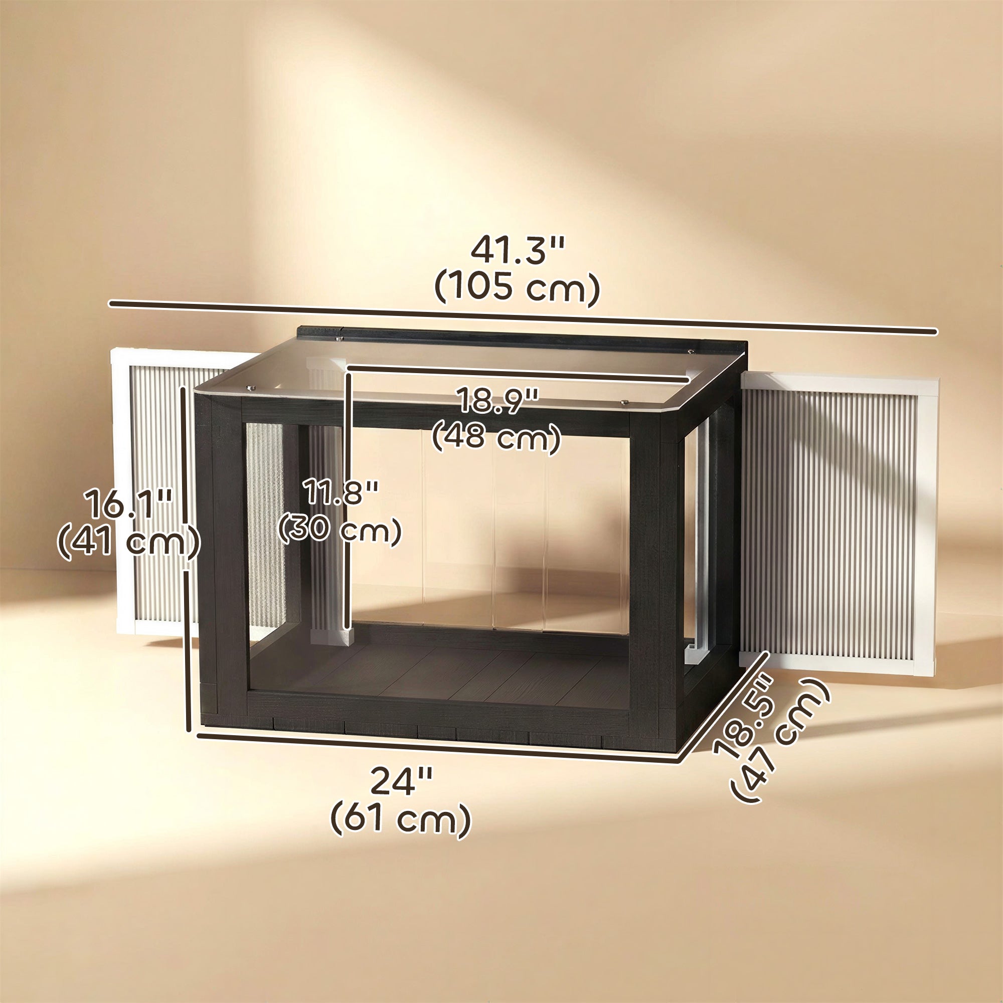 Catio Outdoor Cat Enclosure Adjustable Cat House Waterproof Top for Window 24" x18.5" x16.1" Black & White