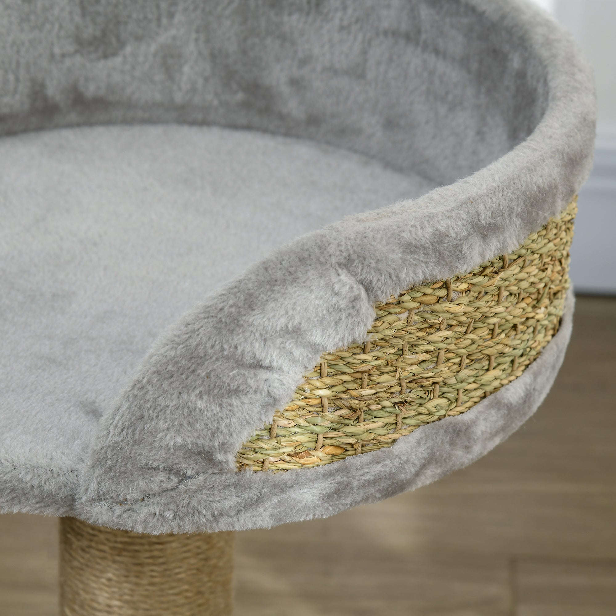 Cat Tree with Scratching Post, Toy Ball, Perch, Small Cat Tower for Indoor Cats - 16" x 16" x 19", Grey
