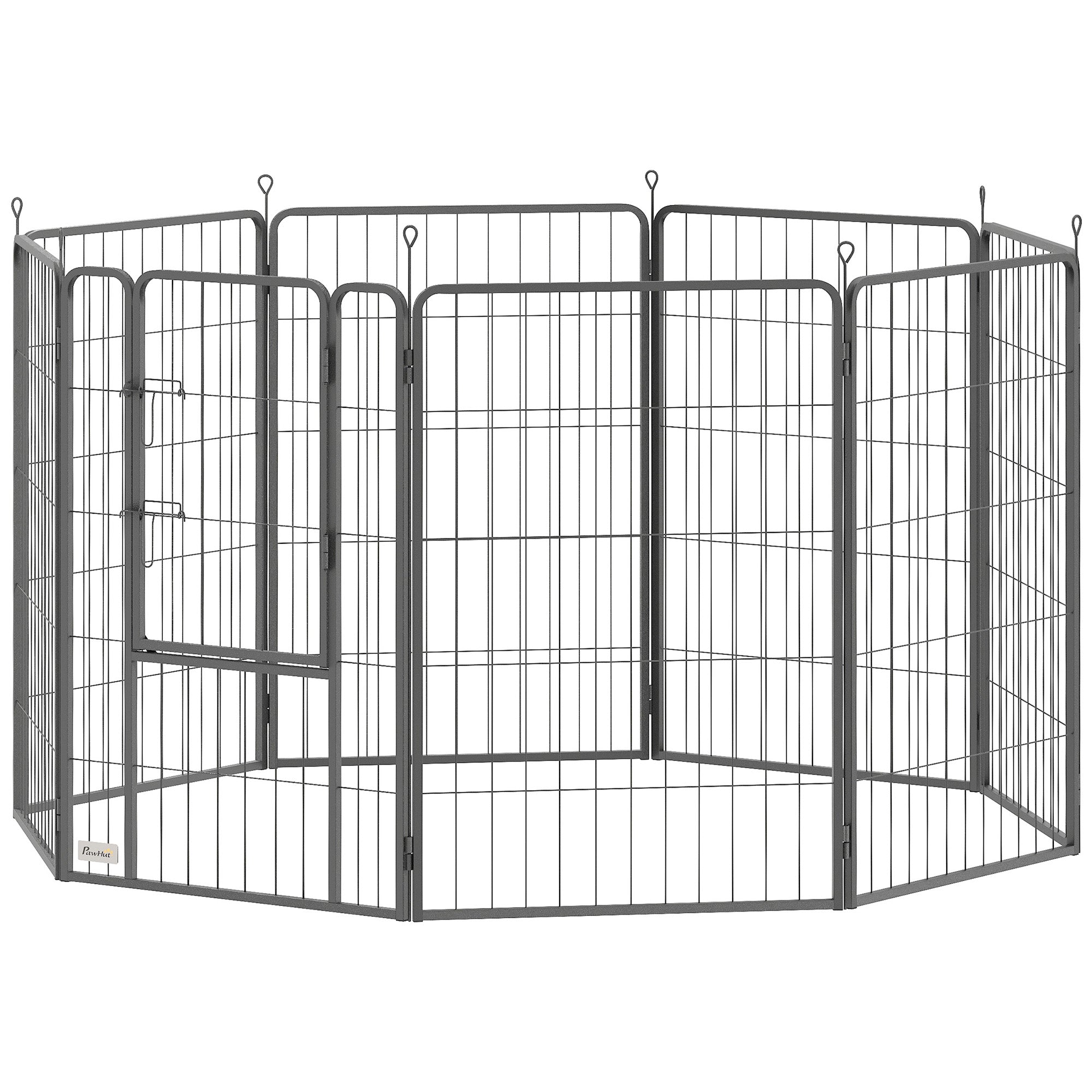 Parc pour grands chiens, intérieur et extérieur, enclos pliable pour animaux avec porte verrouillable et piquets d’ancrage, noir