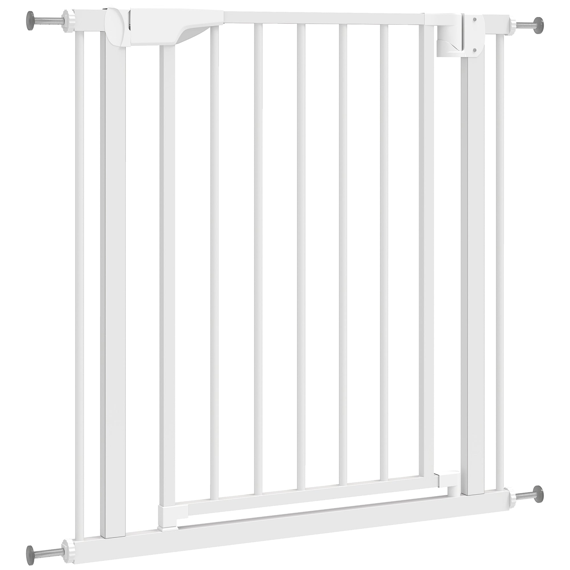 Baby Gate, Pet Safety Gate Pressure Fit, 30"-32" Wide with Two-Way Open, Auto-Close for Stair, Doorways, Hallways, White