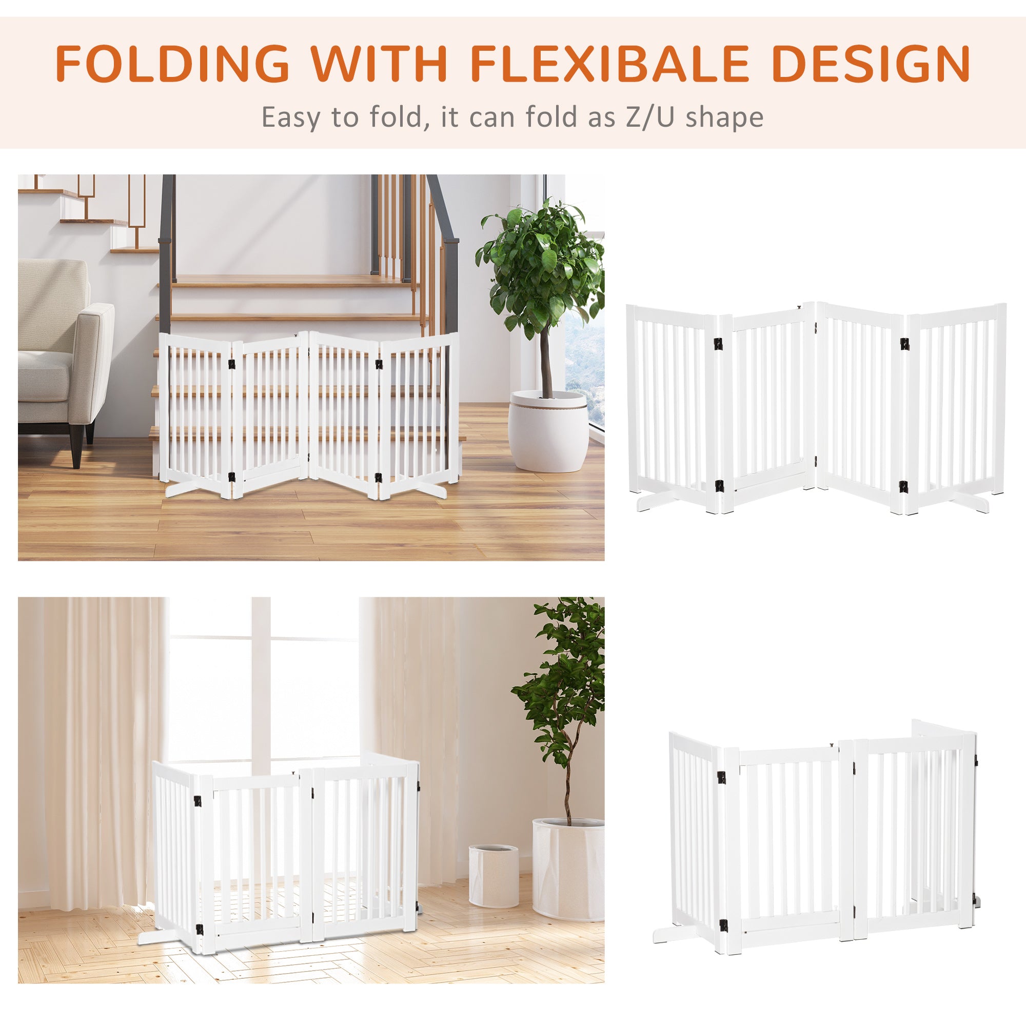 Barrière autoportante en bois pour animaux, barrière intérieure pour chiens, clôture pliable à enjamber pour passage de porte, barrière de sécurité avec portillon ouvrant