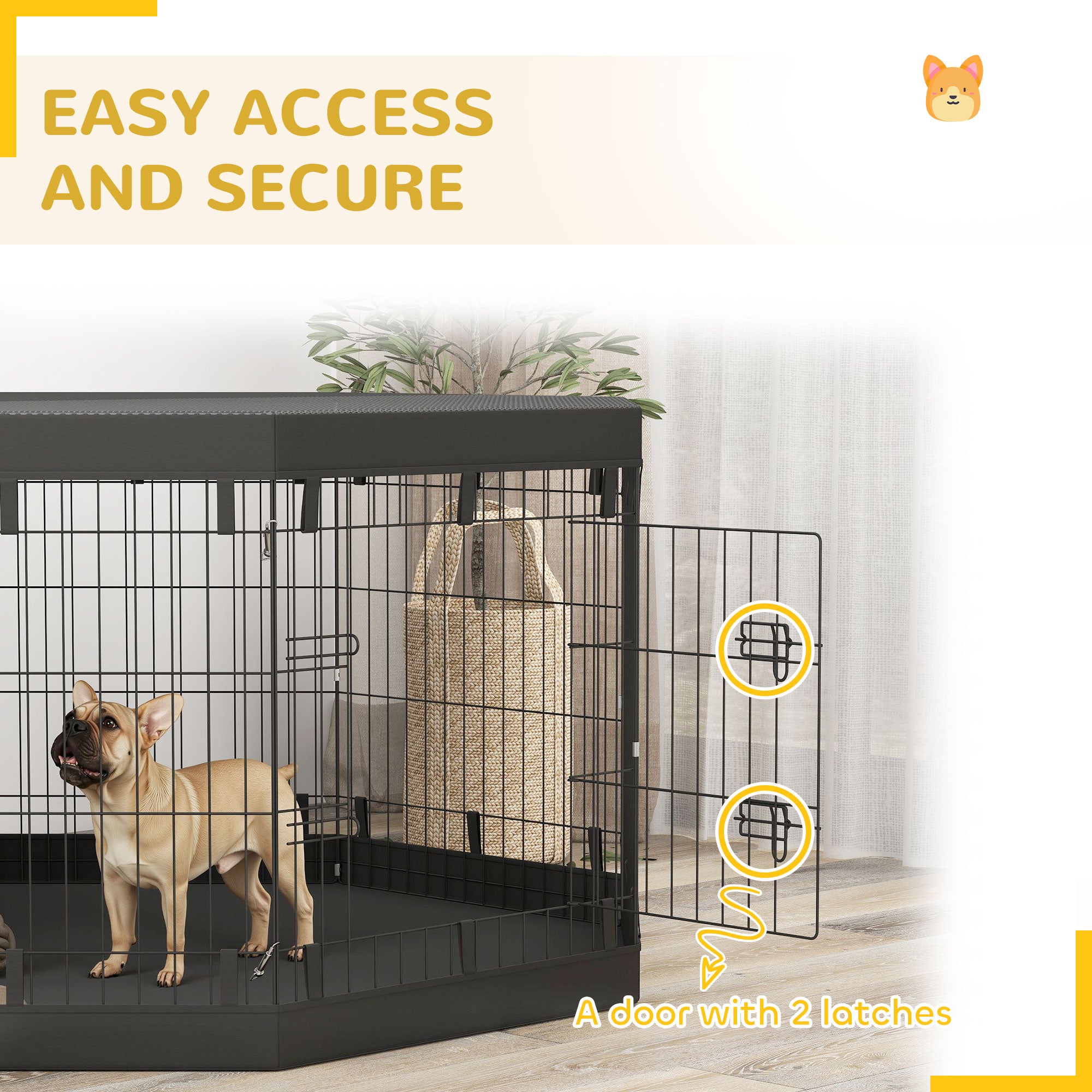 8 Panels Foldable Dog Playpen with Bottom Pad & Top Cover, 30" High