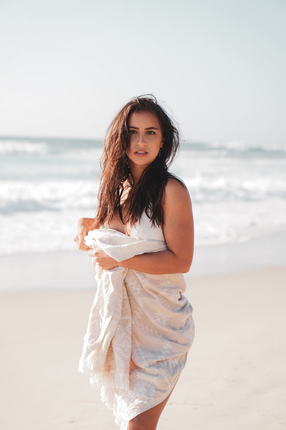 AZTEC BEIGE TURKISH TOWEL-Turkish Towel-DECOROLALA