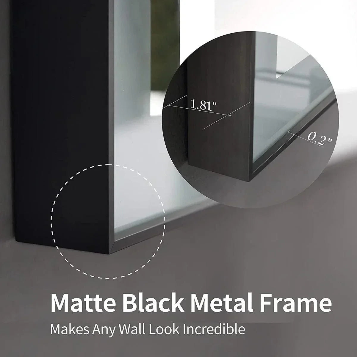 42" x 29.5" LED Bathroom Mirror with Matte Black Aluminum Frame - Hardwired Anti-Fog Smart Mirror with Frosted Edge Glow, Dimming Control & 6000K Backlit Lighting