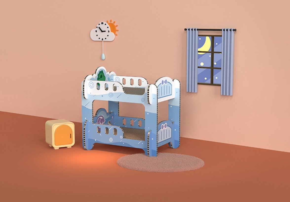 Boys' Dormitory Blue Cat Scratching Board-Living-DECOROLALA