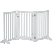 Barrière pliable pour chiens de 31.5"H avec porte, 3 panneaux, barrière pour animaux de compagnie autoportante avec pieds de support, clôture pour chiots adaptée à l’intérieur, pour petits et moyens chiens, blanche