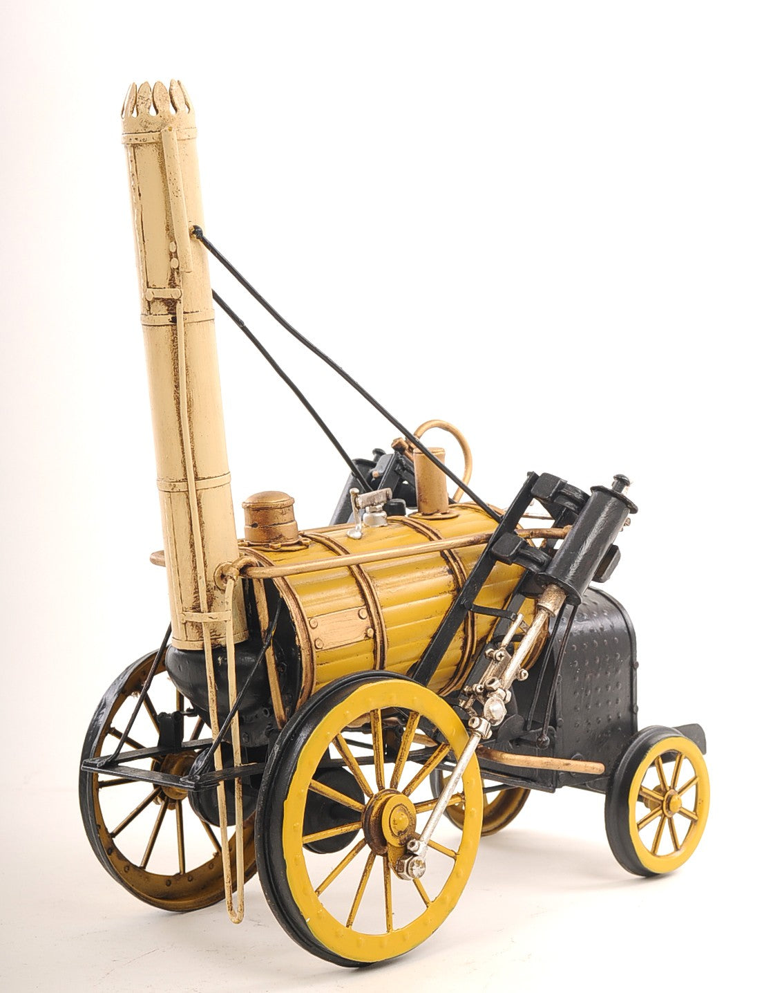 c1829 Yellow Rocket Steam Engine Model Sculpture-Sculptures-DECOROLALA