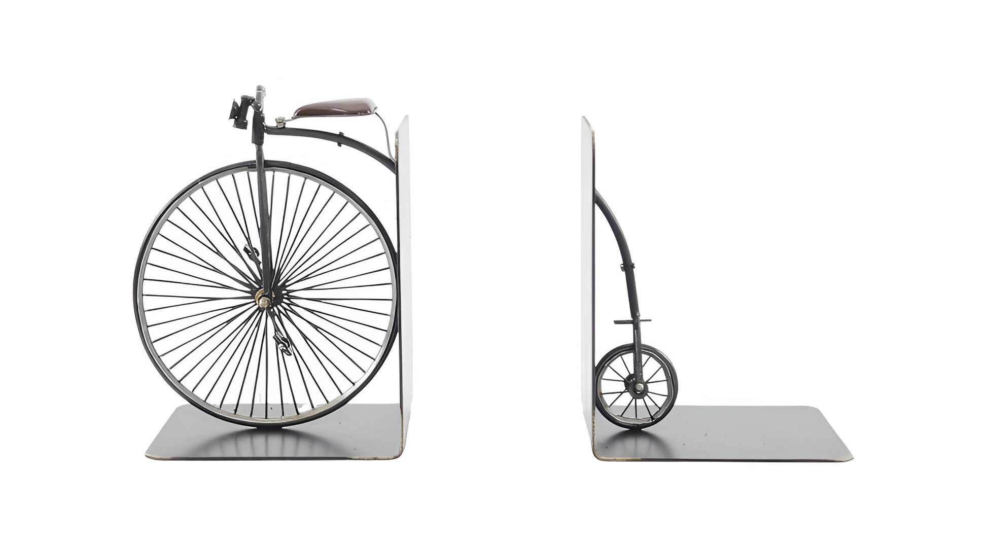 c1870 High Wheeler Bicycle Metal Decorative Bookends-Sculptures-DECOROLALA