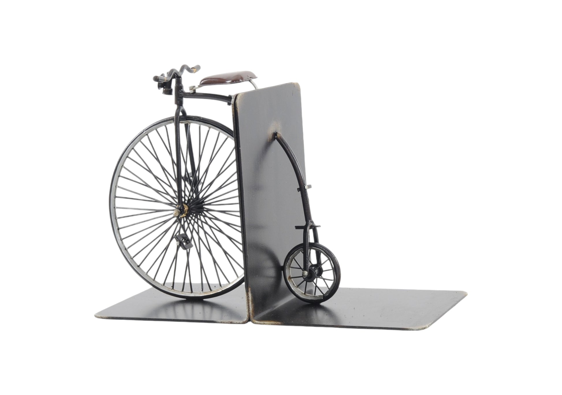 c1870 High Wheeler Bicycle Metal Decorative Bookends-Sculptures-DECOROLALA
