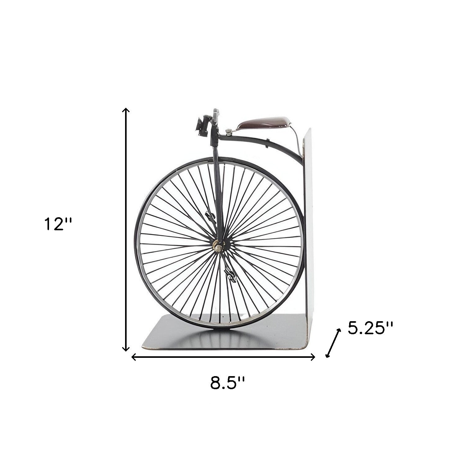 c1870 High Wheeler Bicycle Metal Decorative Bookends-Sculptures-DECOROLALA